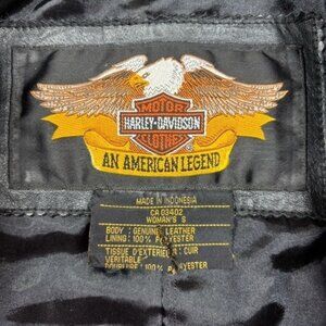 Harley Davidson Jacket Womens Small Leather Trench Black Moto Riding Long Coat